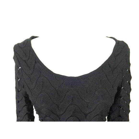 FREE PEOPLE Midi Dress Size Small Black Lined Open Knit Shell Overlay - Picture 2 of 8